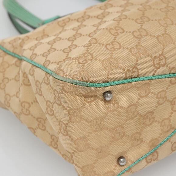 GUCCI GG Canvas Tote Bag Beige Green Silver - Picture 13 of 16